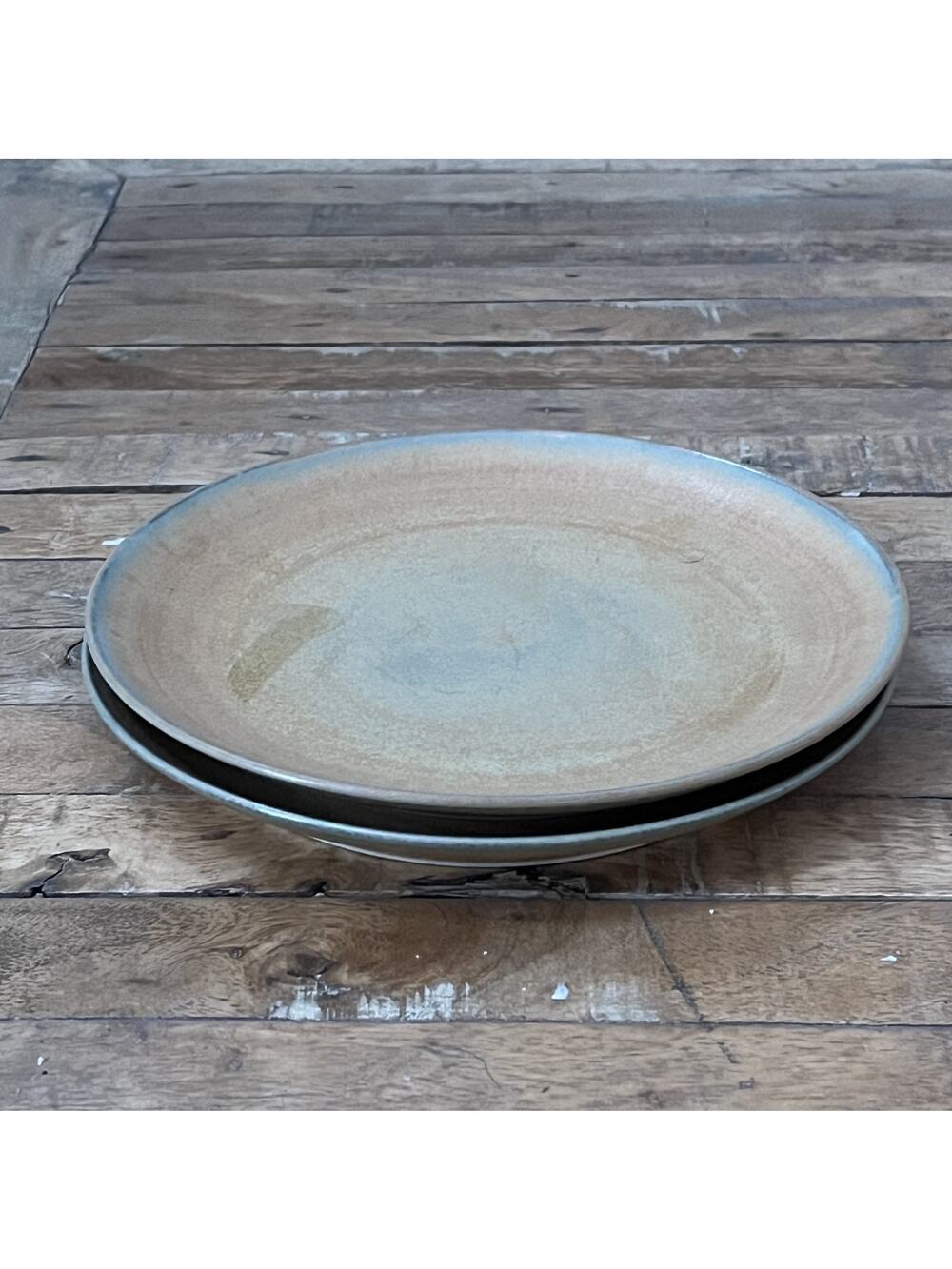 Art Studio Handcrafted Earthy Pottery Plates 8.75" Brown Natural Minimal Modern